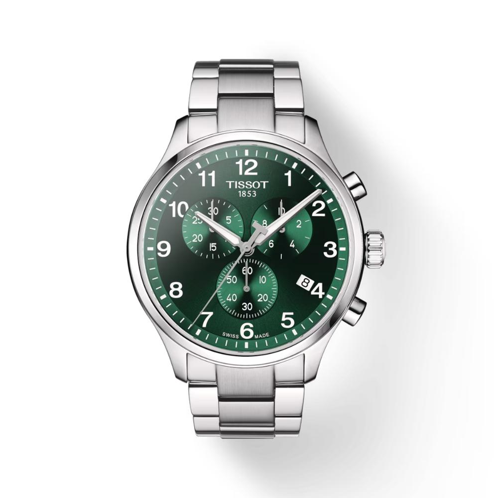 Tissot Chrono XL Classic Silver Steel Green Dial 45mm Watch