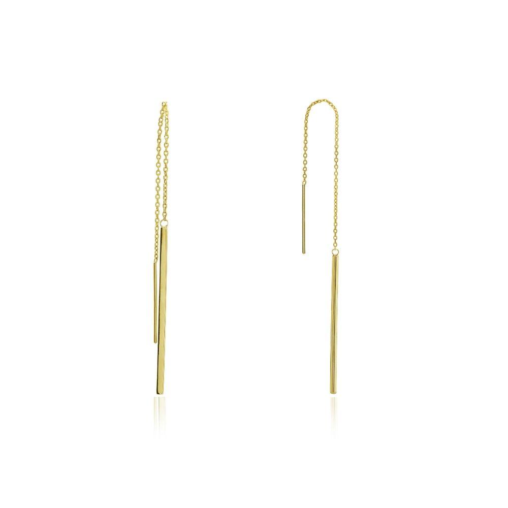 Gold pull on sale through earrings