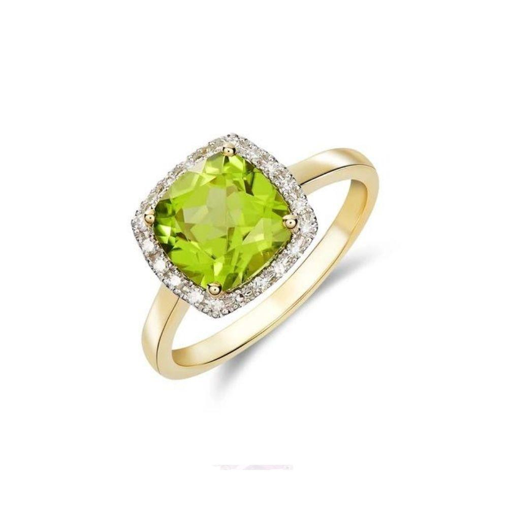 Peridot cushion hot sale cut ring