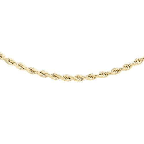 9ct Gold 20" 30 Hollow Diamond Cut Rope Chain