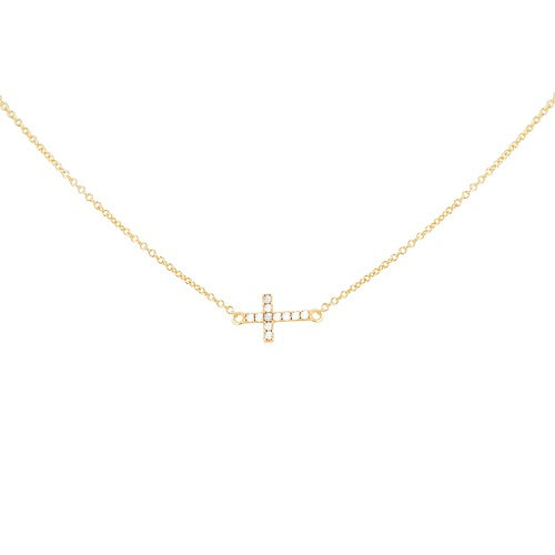 9ct Gold Cubic Zirconia Mini Cross Necklace