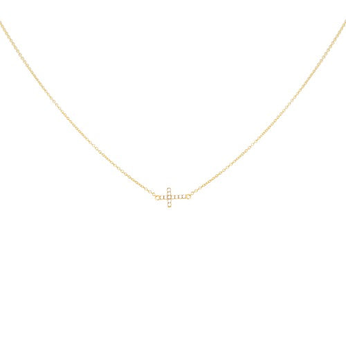 9ct Gold Cubic Zirconia Mini Cross Necklace