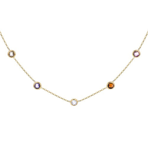 9ct Gold Multi Colour Cubic Zirconia Necklace