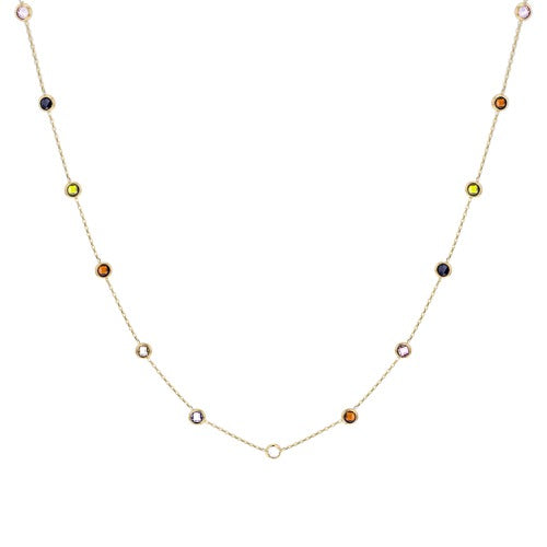 9ct Gold Multi Colour Cubic Zirconia Necklace