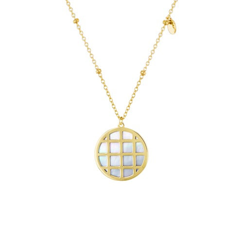 9ct Gold Mother of Pearl Basket Pendant Necklace