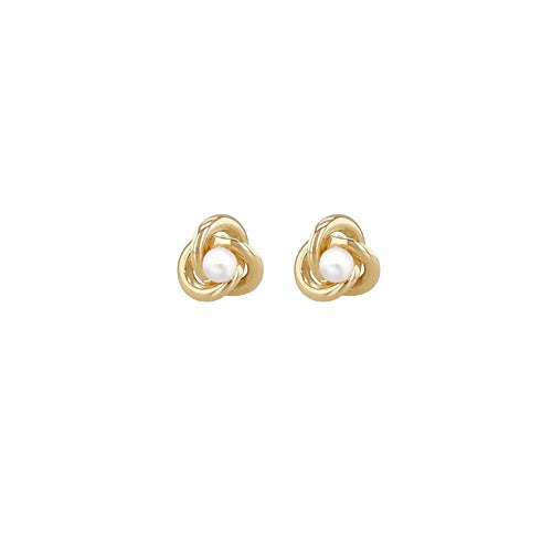 9ct Gold 3.50mm Freshwater Pearl Knot Stud Earrings