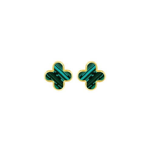 9ct Gold Malachite Petal Earrings