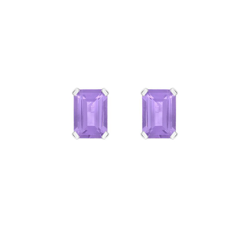 9ct White Gold Rectangular Amethyst Stud Earrings