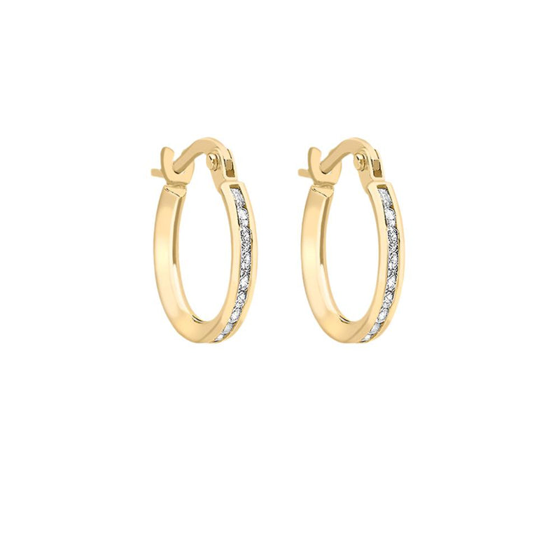 9ct Gold 19mm Cubic Zirconia Hoop Earrings