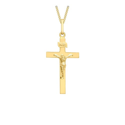 9ct Gold 15mm x 32mm Polished Crucifix Pendant