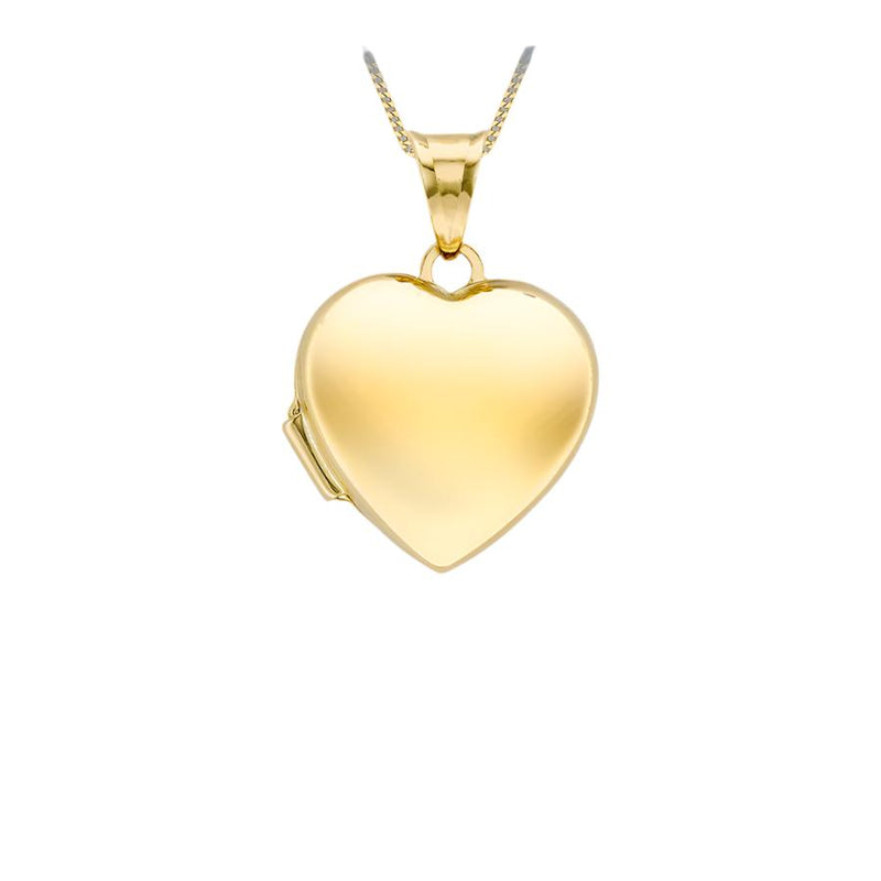 9ct Gold Plain Heart Locket Necklace