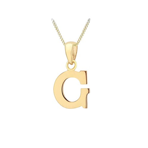 9ct Gold Plain "A-Z" Initial Necklace