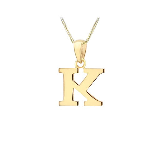 9ct Gold Plain "A-Z" Initial Necklace