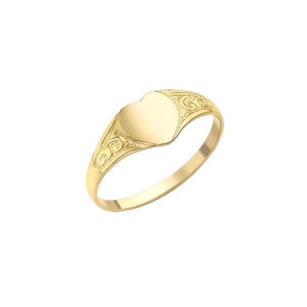 9ct Gold Child's Heart Signet Ring