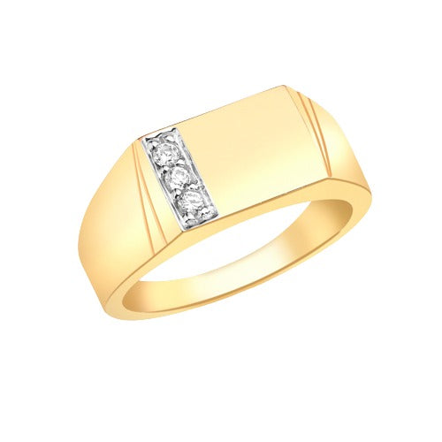 9ct Gold Cubic Zirconia Edge Signet Ring