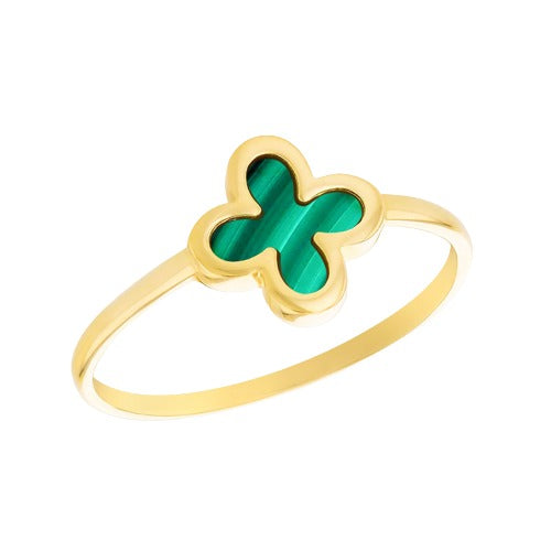 9ct Gold Malachite Petal Ring