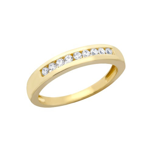 9ct Gold Cubic Zirconia Channel Set Band Ring