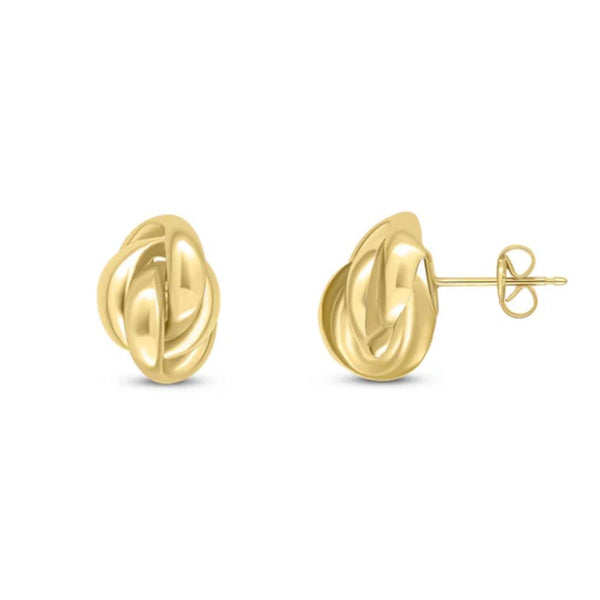 9ct Gold 13.50mm x 10mm Knot Stud Earrings