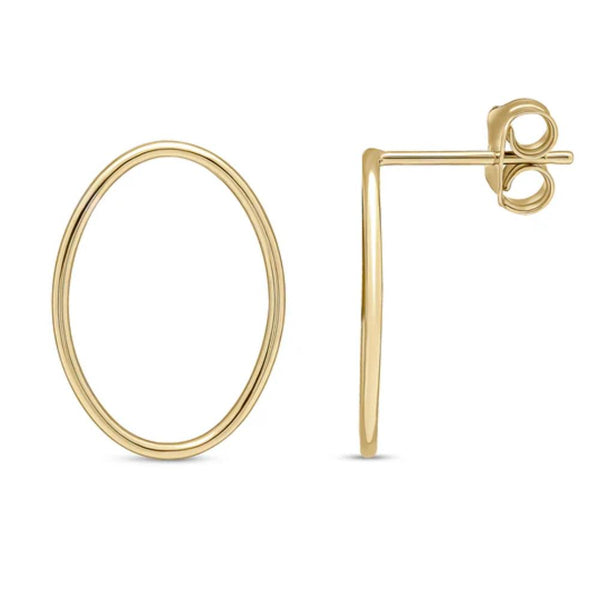 9ct Gold Open Oval Stud Earrings
