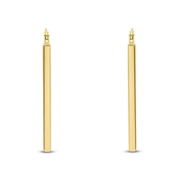 9ct Gold Oblong Square Tube Hoop Earrings