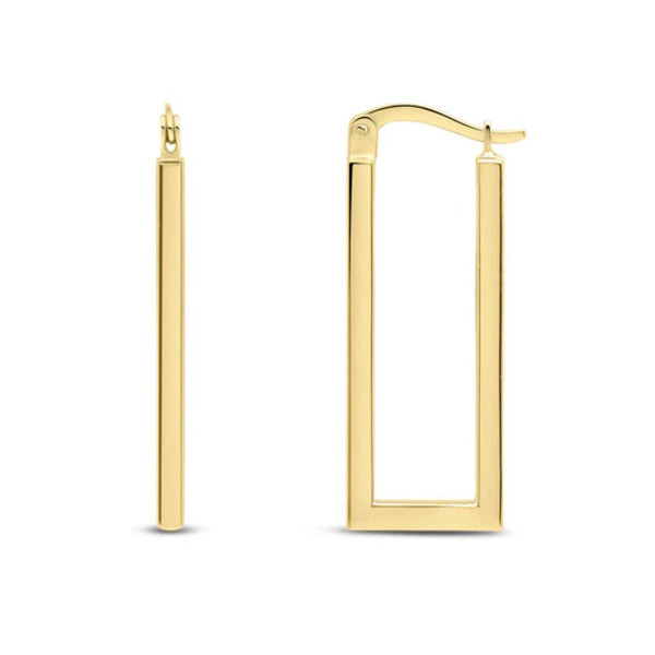 9ct Gold Oblong Square Tube Hoop Earrings