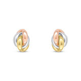 9ct Three Colour Gold Knot Stud Earrings