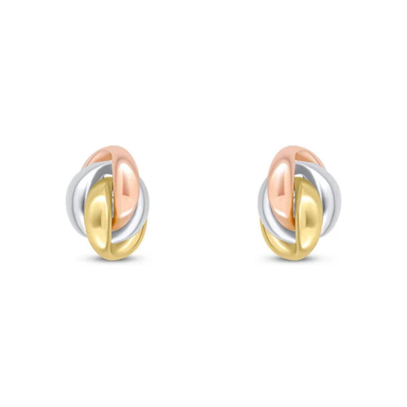 9ct Three Colour Gold Knot Stud Earrings