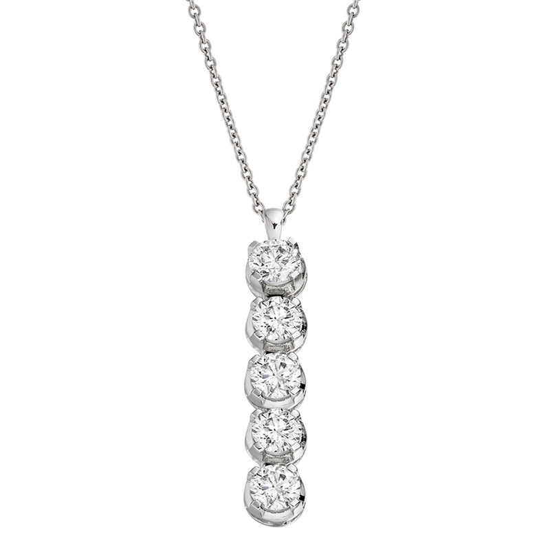 9ct White Gold Five Stone Drop Diamond Pendant