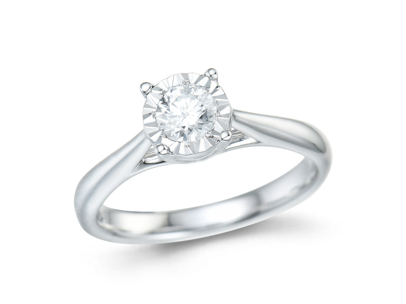 9ct White Gold 0.33ct Diamond Solitaire Ring