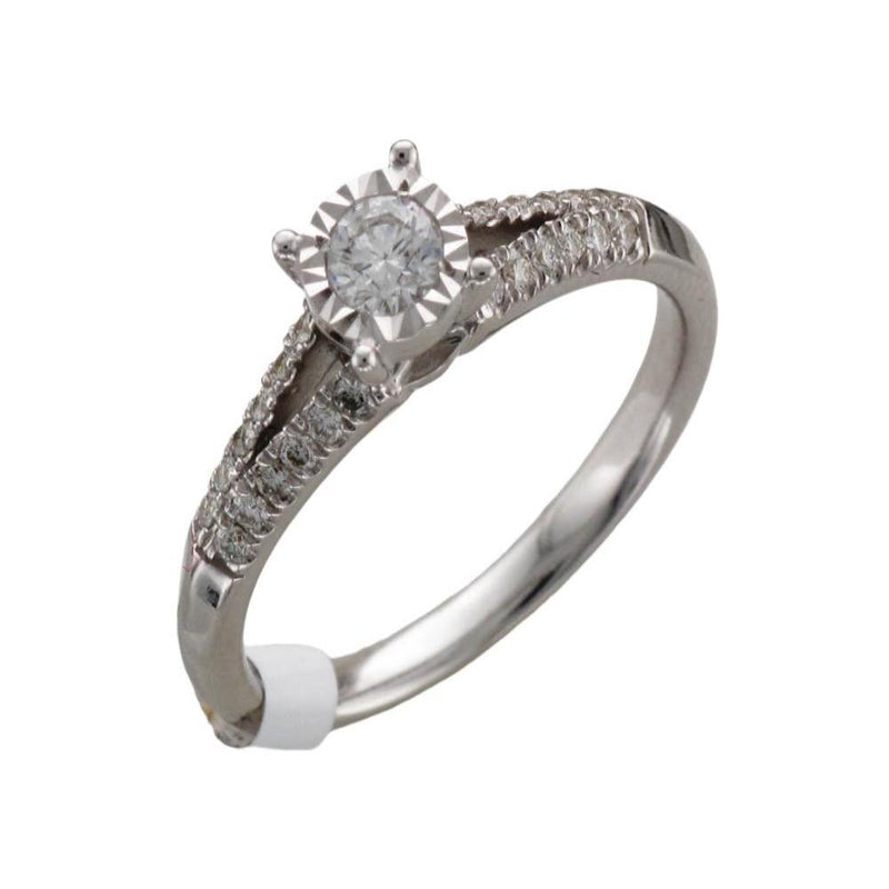 9ct White Gold Solitaire Split Shank Ring