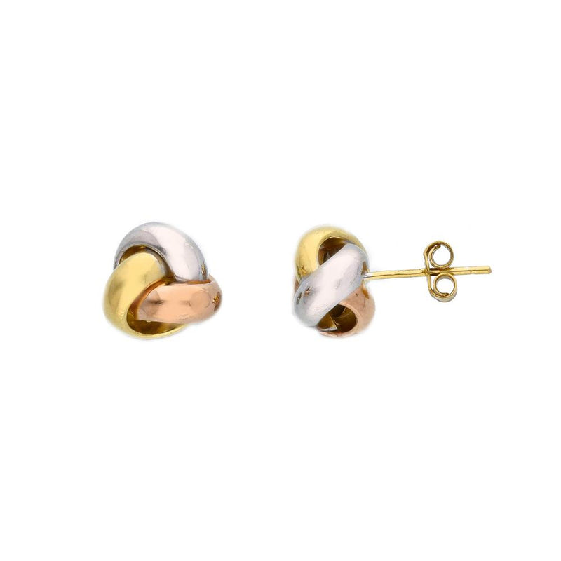 9ct Tri Colour Gold 10mm Knot Earrings