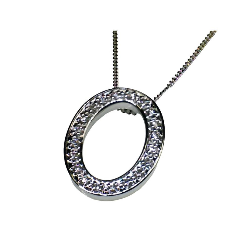 9ct White Gold 0.10ct Diamond Circle Necklace