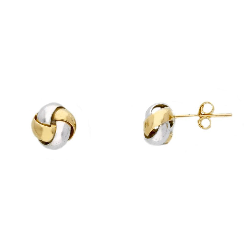 9ct Two Colour Gold 9mm Knot Stud Earrings