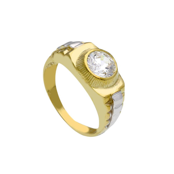 9ct Two Tone Gold Cubic Zirconia Solitare Ring