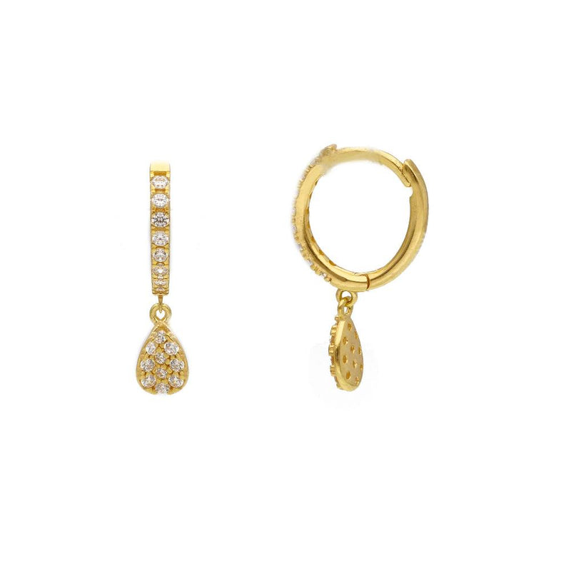 9ct Gold Cubic Zirconia Huggie Drop Earrings