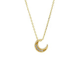 9ct Gold Cubic Zirconia Moon Necklace