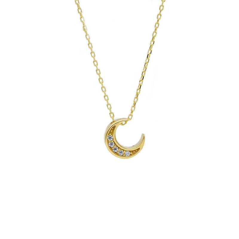 9ct Gold Cubic Zirconia Moon Necklace