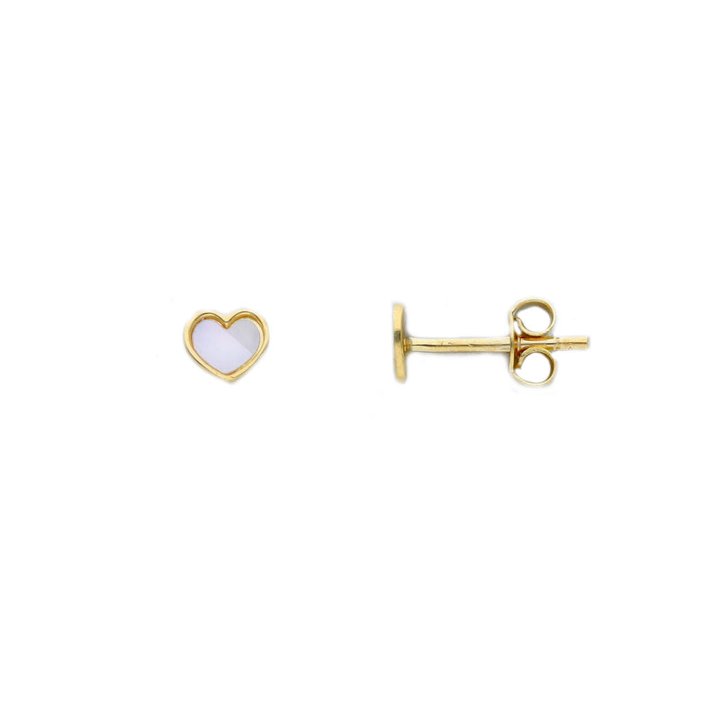 9ct Gold Mother of Pearl Heart Stud Earrings