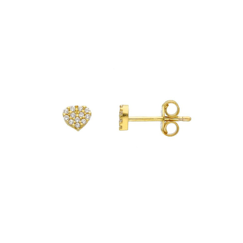 9ct Gold Cubic Zirconia Heart Stud Earrings