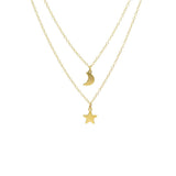 9ct Gold Star and Moon Double Necklace