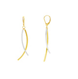 18ct Gold Twisted and Polished Bar Drop Hoop Earring