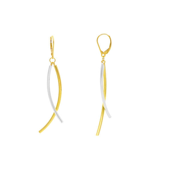 18ct Gold Twisted and Polished Bar Drop Earrings