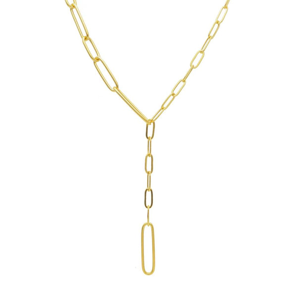 9ct Gold Link Lariat Necklace