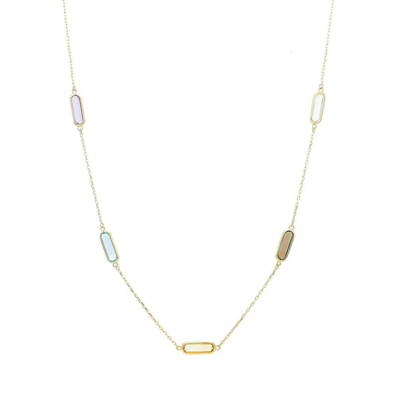 9ct Gold Five Colour Stones Necklace