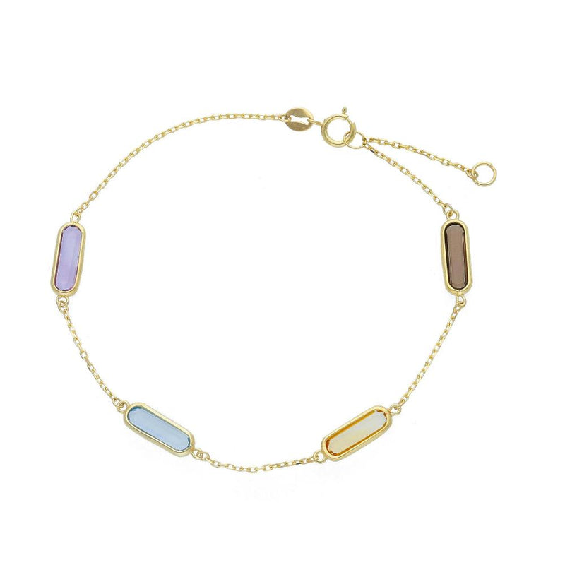 9ct Gold Four Colour Stones Bracelet