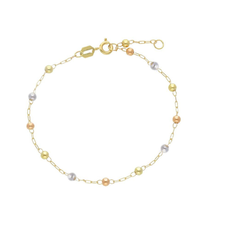 9ct Tri Colour Gold Bead Bracelet