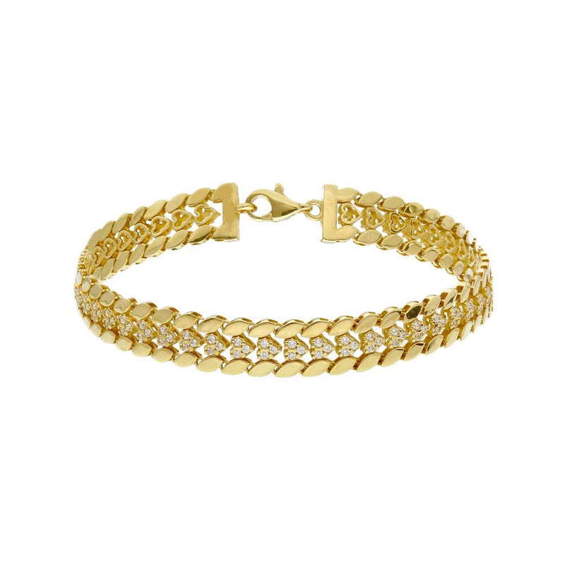 9ct Gold Cubic Zirconia Heart Weave Bracelet