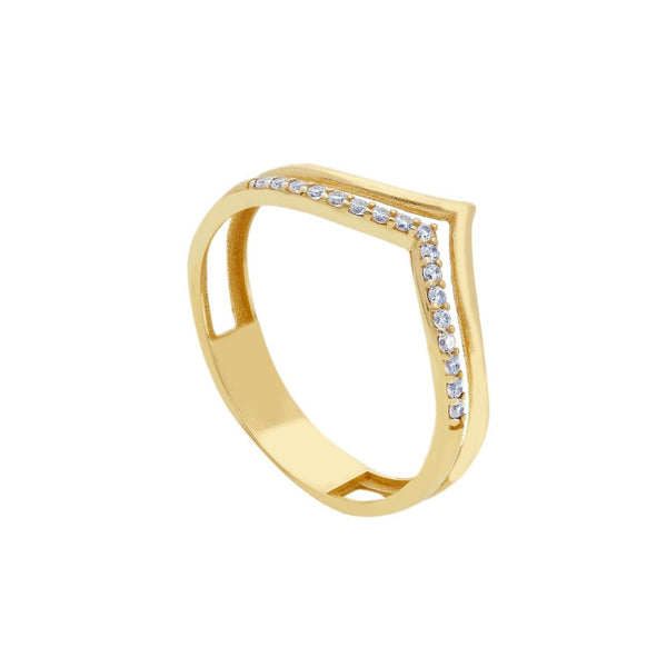 9ct Gold Cubic Wishbone Ring