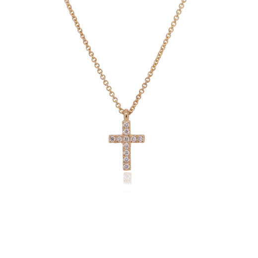 9ct Gold Diamond Cross Necklace