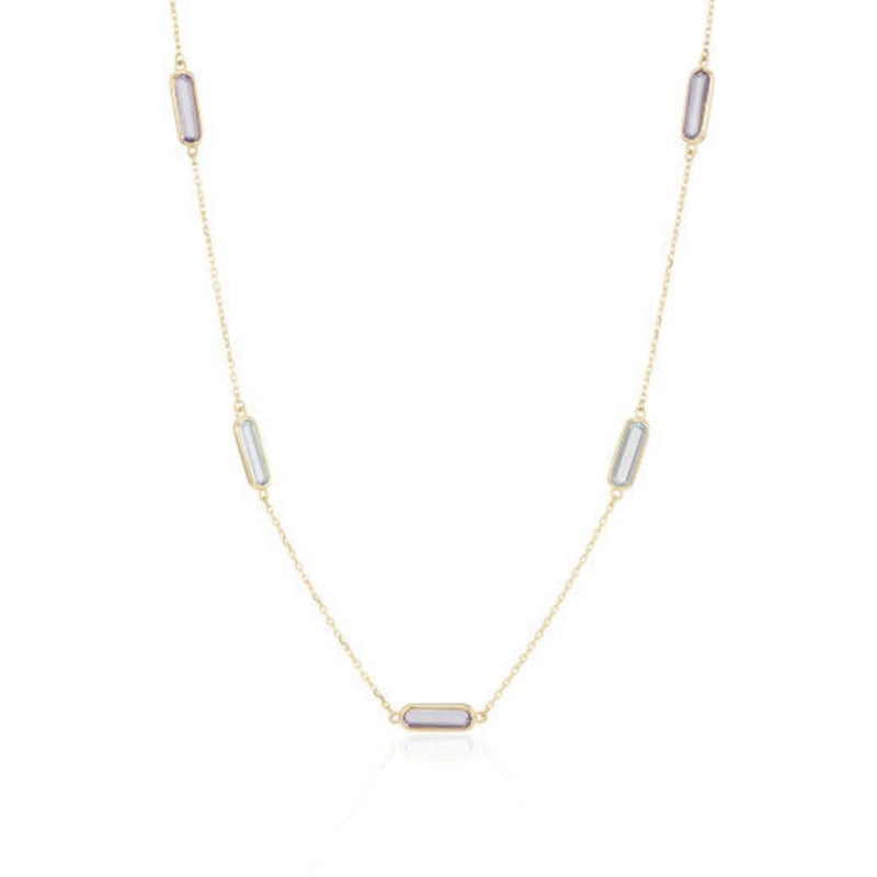 9ct Gold Amethyst & Blue Topaz Necklace